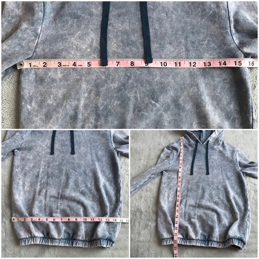 BP Hooded Drawstring Sweatshirt Acid Wash Blue XXS - Picture 9 of 9